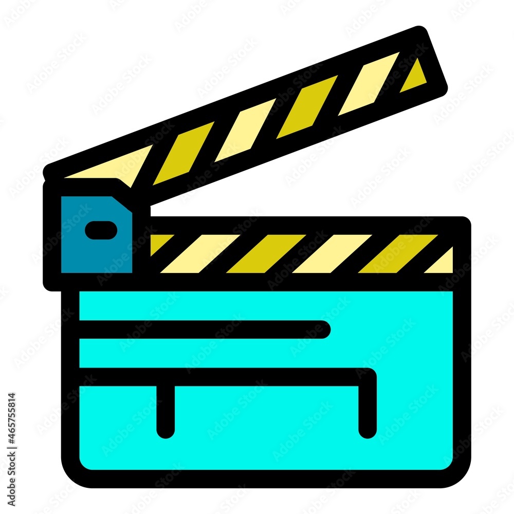 Poster clapper icon. outline clapper vector icon color flat isolated