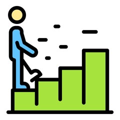 Walking process graph icon. Outline walking process graph vector icon color flat isolated