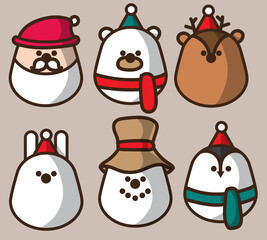 Happy Christmas cartoon festive elements collection