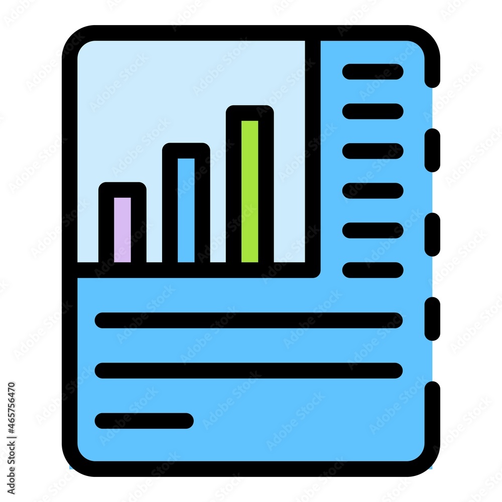 Poster paper analytics data icon. outline paper analytics data vector icon color flat isolated