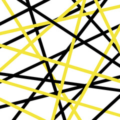 Connection geometrical illustration with yellow and black stripes on white background