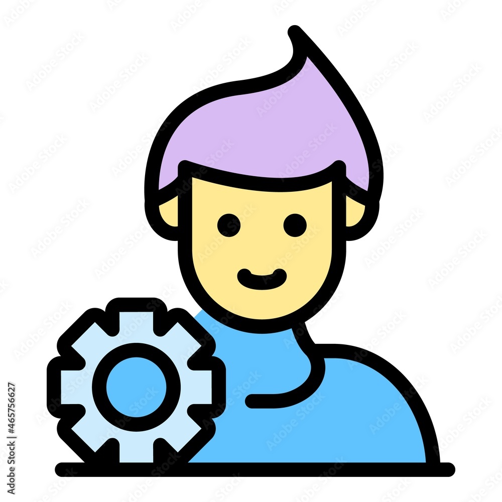Poster man avatar estimator icon. outline man avatar estimator vector icon color flat isolated