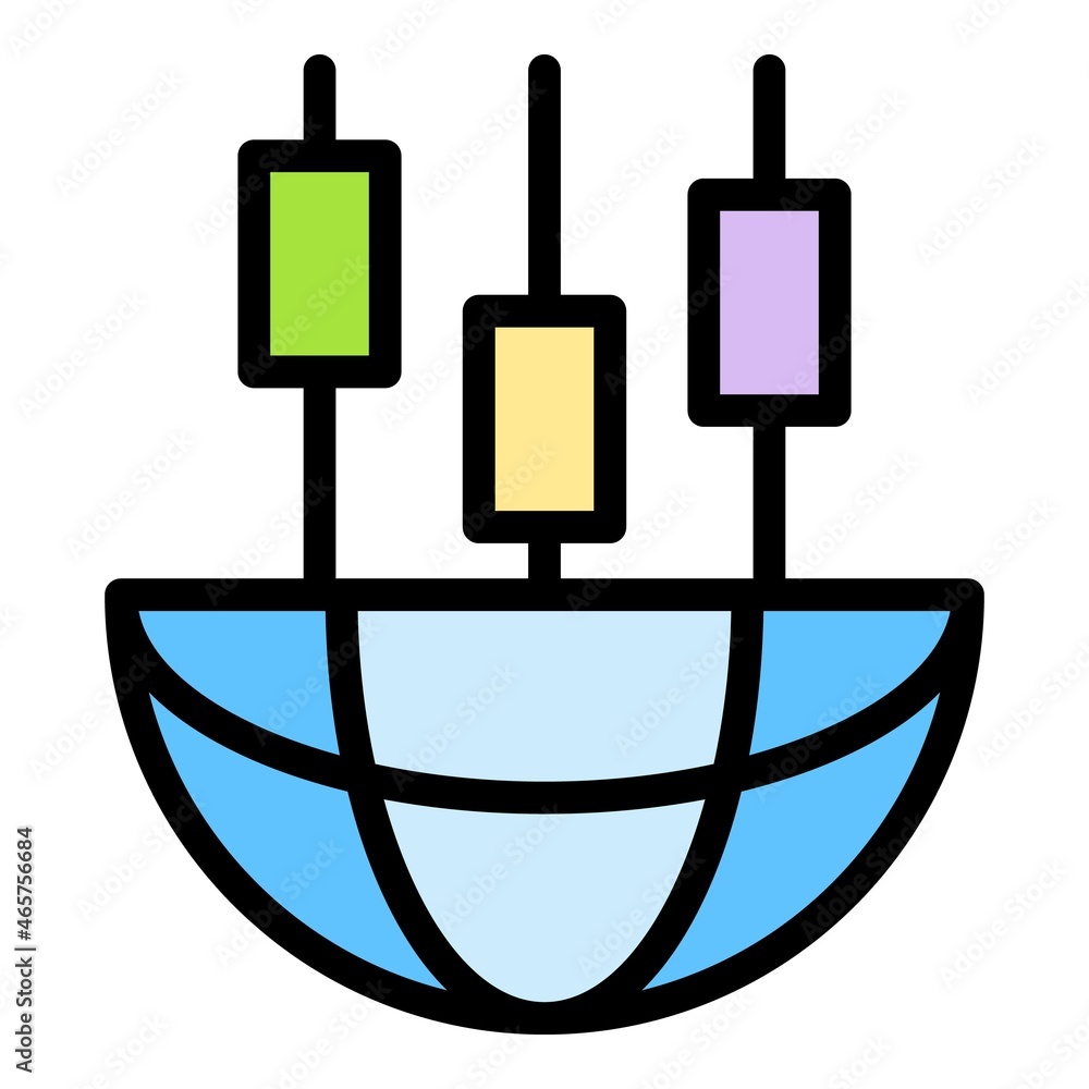Poster global estimator icon. outline global estimator vector icon color flat isolated