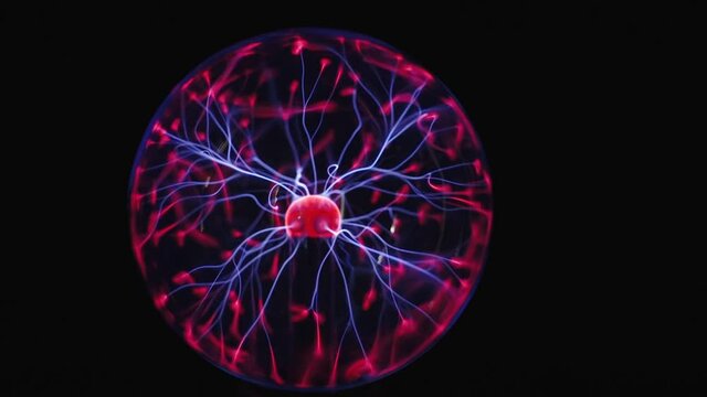 The purple energy inside the plasma ball from the dark room in Estonia