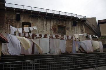 old abandoned building with Clothes