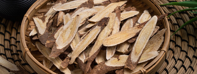 Chinese herbal medicine Astragalus root.