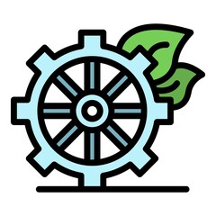 Eco wood wheel icon. Outline eco wood wheel vector icon color flat isolated