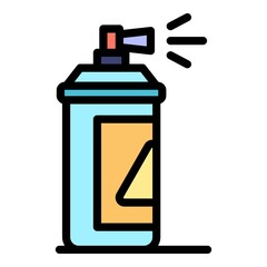 Paint spray icon. Outline paint spray vector icon color flat isolated