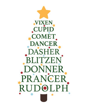 Christmas Reindeer Names Tree, Santa deer