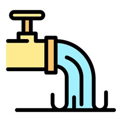 Biohazard water evacuation pipe icon. Outline biohazard water evacuation pipe vector icon color flat isolated