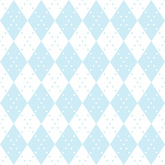  Dusty blue geometric seamless argyle pattern on white background. Abstract diamond vector pattern. Simple rhombus vector illustration