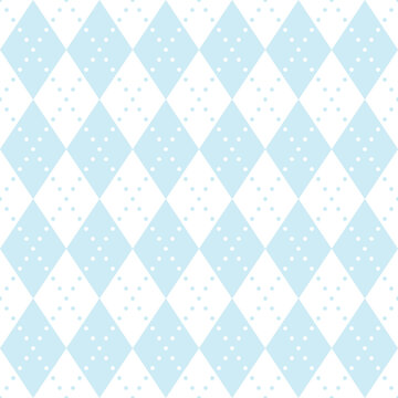  Dusty blue geometric seamless argyle pattern on white background. Abstract diamond vector pattern. Simple rhombus vector illustration