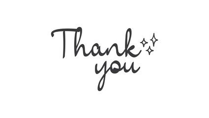 Thank you handwritten inscription with sparkles. Hand drawn lettering. Thanks calligraphic message design. Vector illustration.