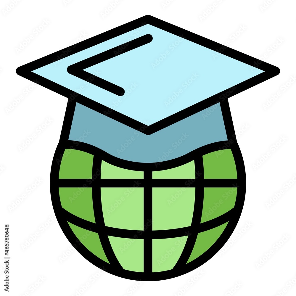 Poster global learning language icon. outline global learning language vector icon color flat isolated