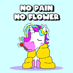Cute unicorn quote vector illustration, fever unicorn