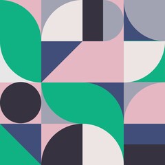 A work of modern art of abstract unusual composition, made with geometric shapes and elements. Simple geometric vector background useful for web designs, business cards, invitations, posters, fashion 