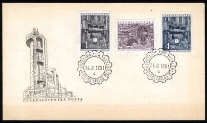 Czechoslovakia. First Day Cover. Czechoslovakia historical stamp. Czechoslovakia First Day Cover and Envelope, Stamp.