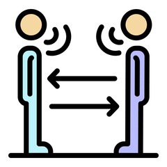 Speaking foreign language icon. Outline speaking foreign language vector icon thin line color flat isolated