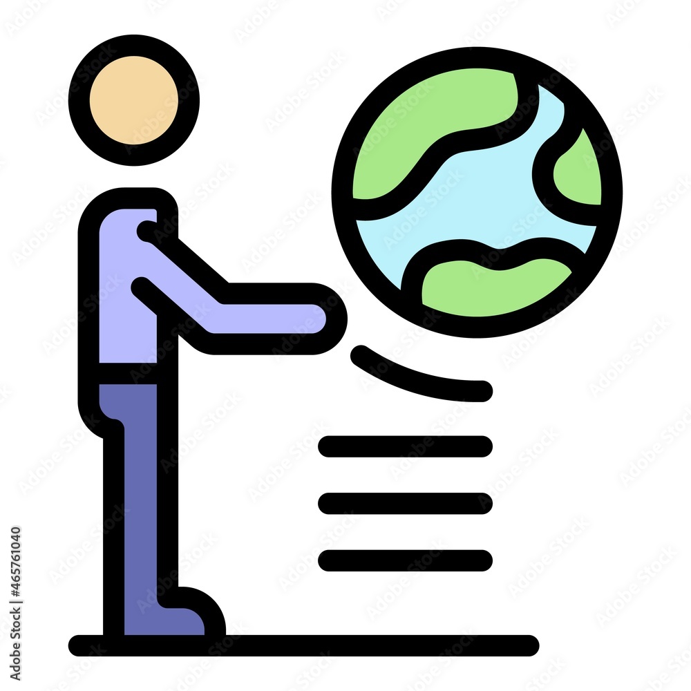 Poster global learning language icon. outline global learning language vector icon color flat isolated