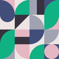 Abstract retro pattern background. circles, squares geometric shapes, vector illustration			