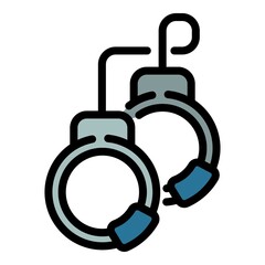 Handcuffs icon. Outline handcuffs vector icon color flat isolated