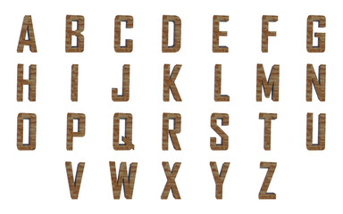 wood alphabet 3d rendered isolated on transparent background