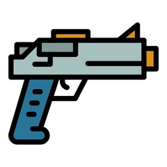 Police pistol icon. Outline police pistol vector icon color flat isolated
