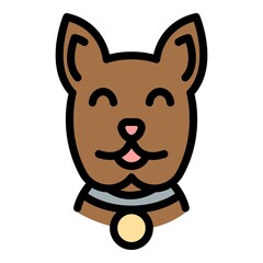 Cute dog head icon. Outline cute dog head vector icon color flat isolated
