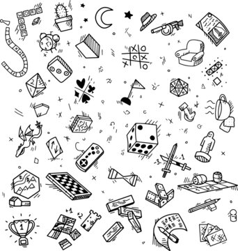 Vector. Doodle, Board Games For Adult And Children