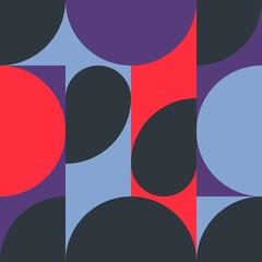 Pattern with random colored triangles, squares, circles. Generative art background illustration	