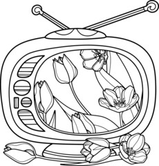 Coloring vector page for adults and children. Tulips	