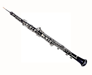 Oboe woodwind musical instrument - obrazy, fototapety, plakaty