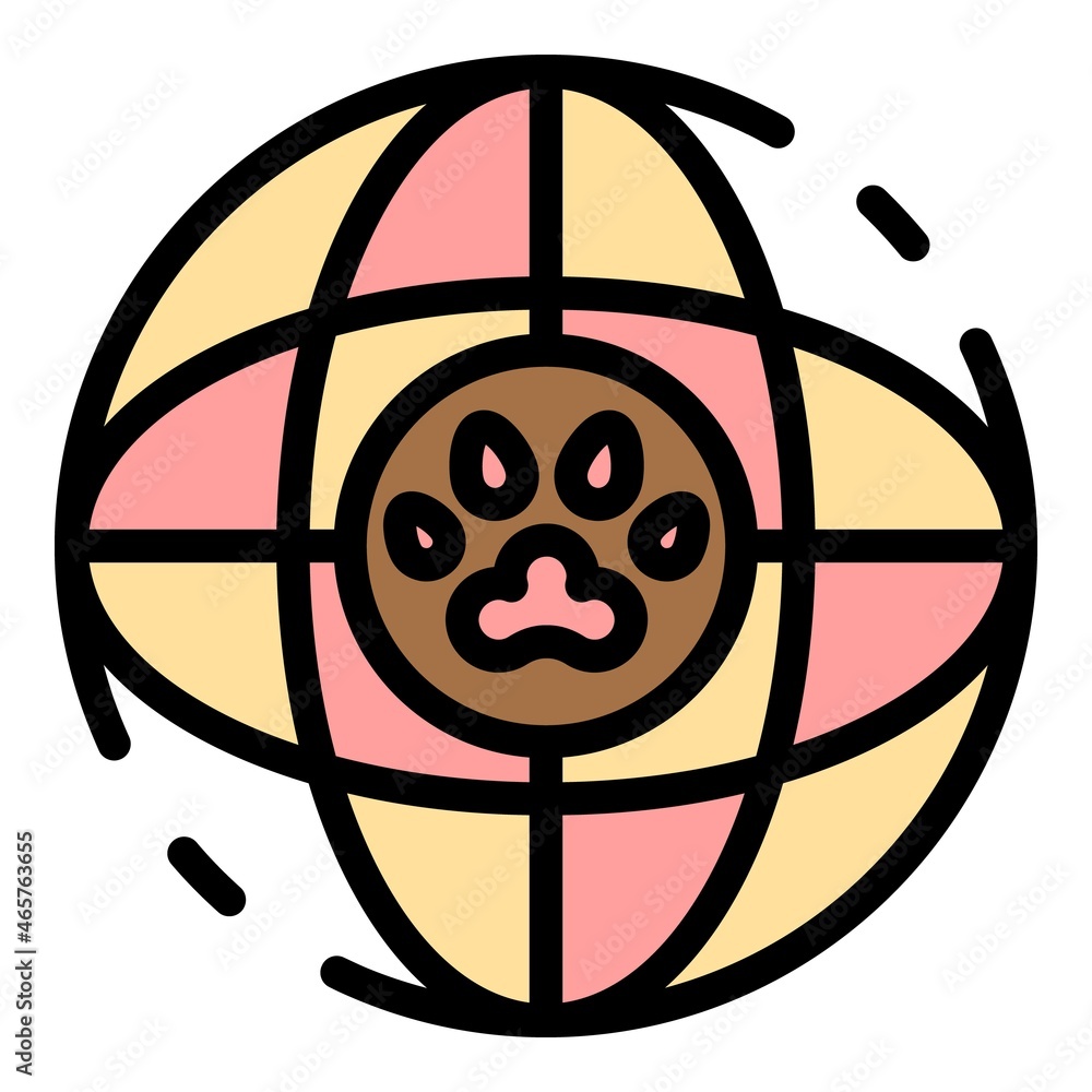 Poster global dog handler icon. outline global dog handler vector icon color flat isolated