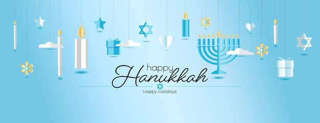 Happy Hanukkah banner. Happy Holidays.