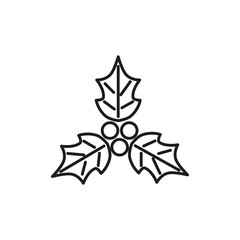 Holly berry Christmas outline icon Vector isolated