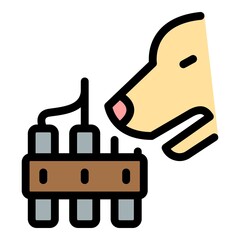 Dog training icon. Outline dog training vector icon color flat isolated