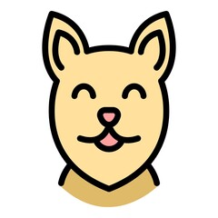 Happy dog face icon. Outline happy dog face vector icon color flat isolated