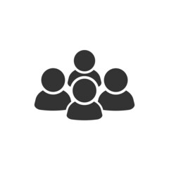 Illustration of crowd of people icon silhouettes vector. Social icon. Flat style design. User group network. Corporate team group. Community member icon. Business team work activity. Staff unity icon
