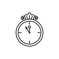 Five minutes before the New Year, clock icon on white background. Vector illustration