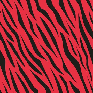 Red Zebra Color Seamless Pattern Print. Vector Print For Clothes Or Print