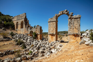 Fototapeta premium Ancient aqueduct - Olba kingdom, The Olba kingdom was a small state established between the Taurus Mountains and the Mediterranean coast in Stony Cilicia.