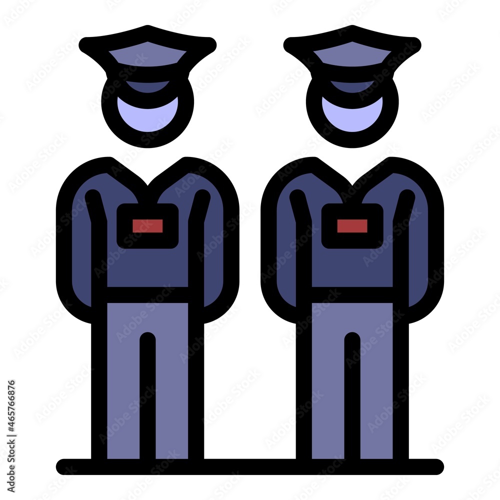 Poster security guard icon. outline security guard vector icon color flat isolated