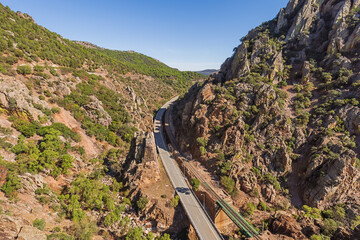 Fototapeta na wymiar Looking into de Despenaperros gorge from a high vantage point
