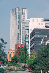 Fototapeta premium Modern high rise buildings in downtown Malmö Sweden during summer