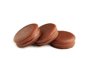 Obraz na płótnie Canvas Choco pie chocolate coated snacks isolated on white background.