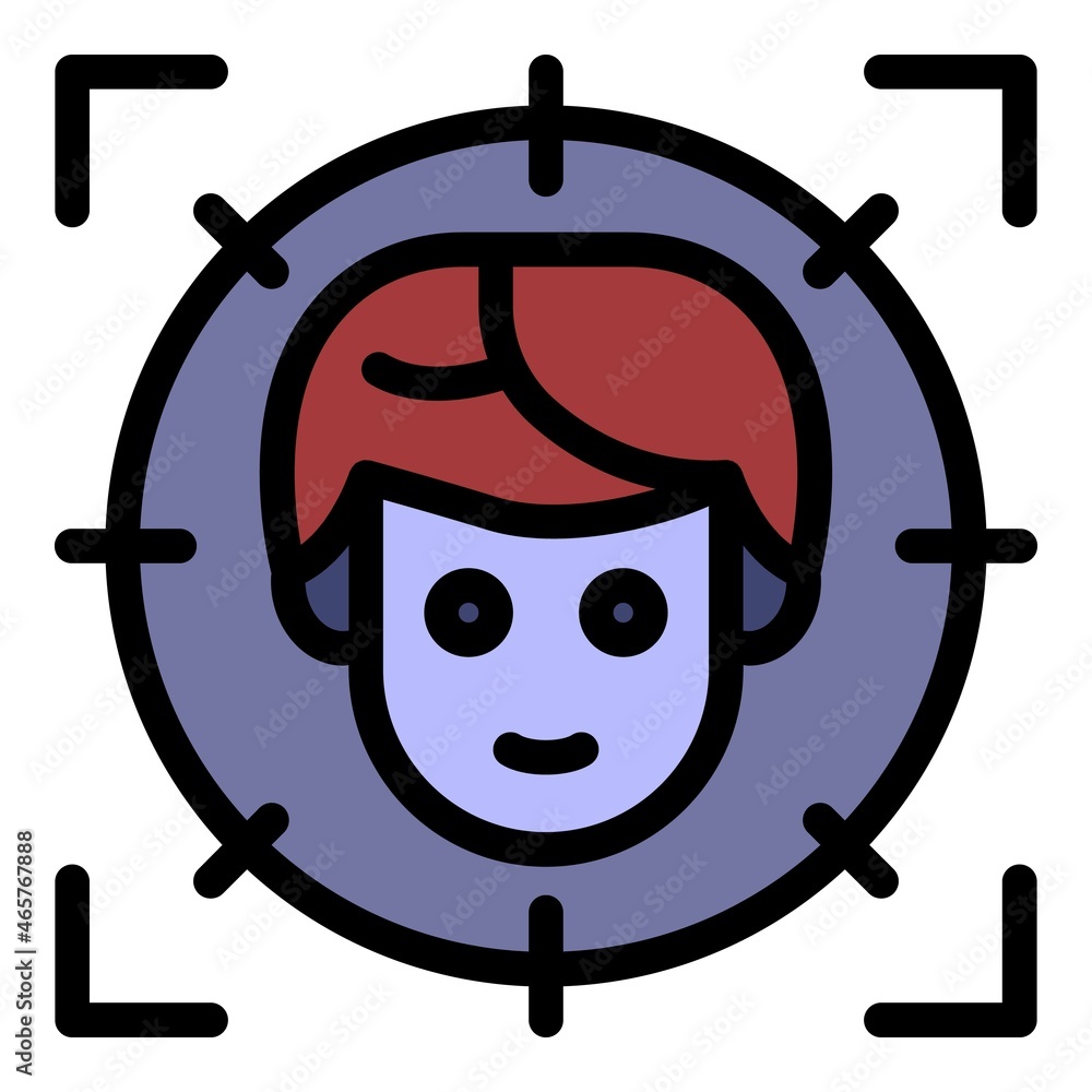 Poster personal guard target man icon. outline personal guard target man vector icon color flat isolated