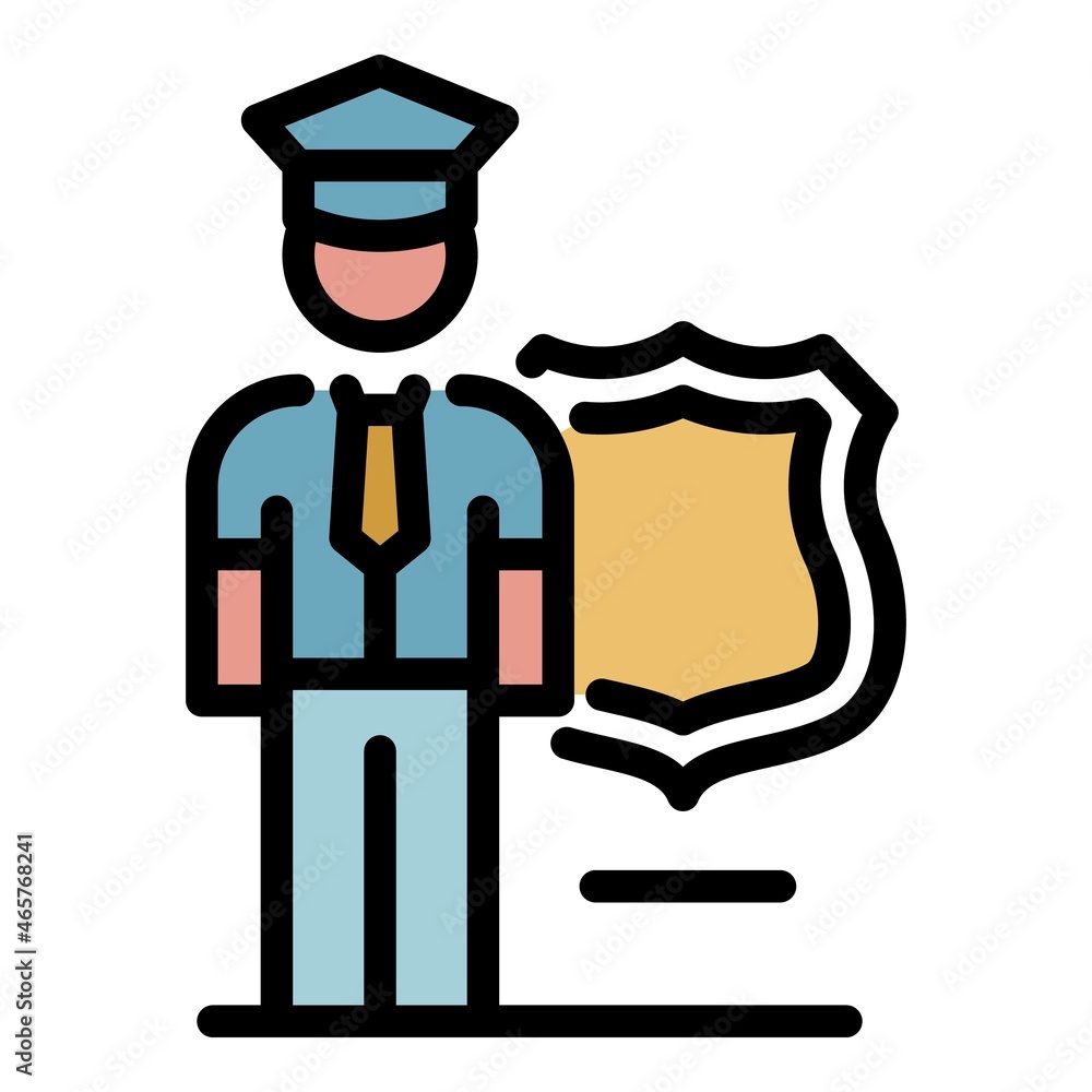 Poster policeman guard icon. outline policeman guard vector icon color flat isolated - Posters