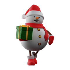 A humble 3D Snowman Picture sharing a gift