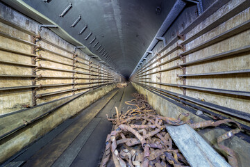 Tunnel of an old abandoned bunker of the Maginot line, deep underground