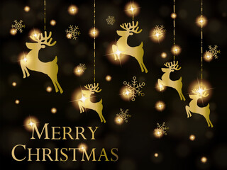 キラキラトナカイのクリスマス背景素材